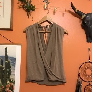 Tobi Linen Tie Back Wrap Tank Top Small